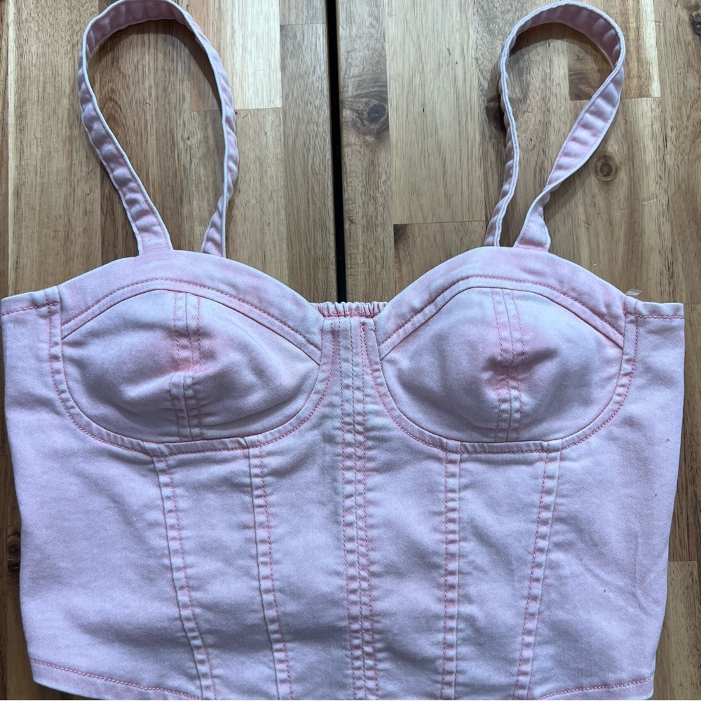 No Boundaries Pink Bustier Crop Top Women’s Size M (7-9) - Picture 2 of 5